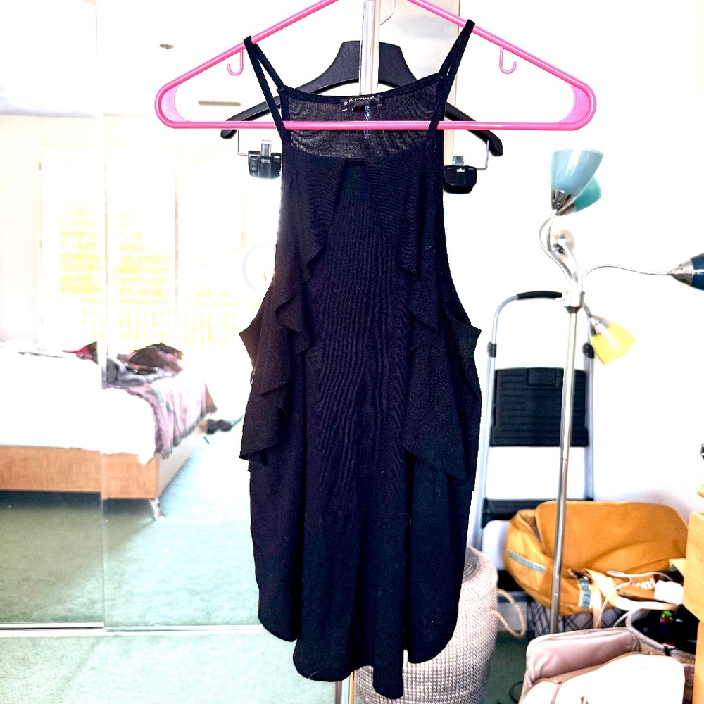 Express Black Ruffle Spaghetti Strap Top